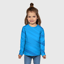Лонгслив детский Насыщенный голубой полосами, цвет: 3D-принт — фото 2