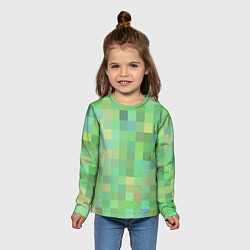 Лонгслив детский Пиксели в зеленом, цвет: 3D-принт — фото 2