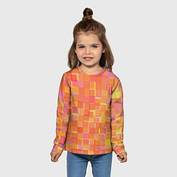 Лонгслив детский Россыпь оранжевых квадратов, цвет: 3D-принт — фото 2