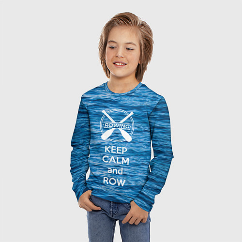Детский лонгслив Будь спокоен и греби / 3D-принт – фото 3