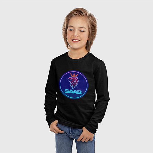 Детский лонгслив Saab logo neon / 3D-принт – фото 3