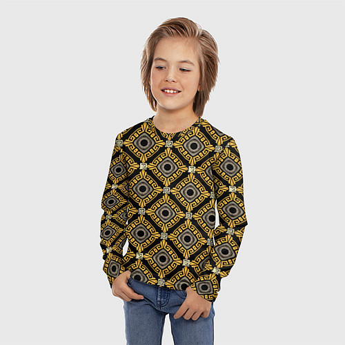 Детский лонгслив Греческий орнамент меандр / 3D-принт – фото 3