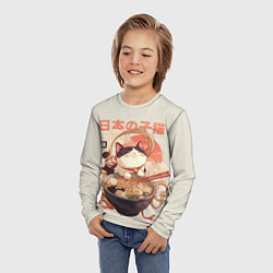 Лонгслив детский Ramen and the cat, цвет: 3D-принт — фото 2