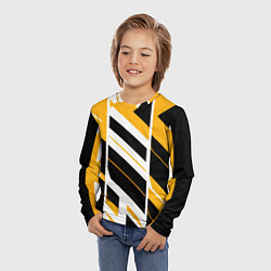 Лонгслив детский Black and yellow stripes on a white background, цвет: 3D-принт — фото 2