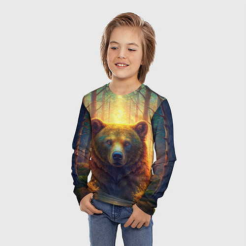 Детский лонгслив Медведь на рассвете / 3D-принт – фото 3