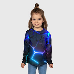 Лонгслив детский Микс из разломленных плит и неоновое свечения, цвет: 3D-принт — фото 2