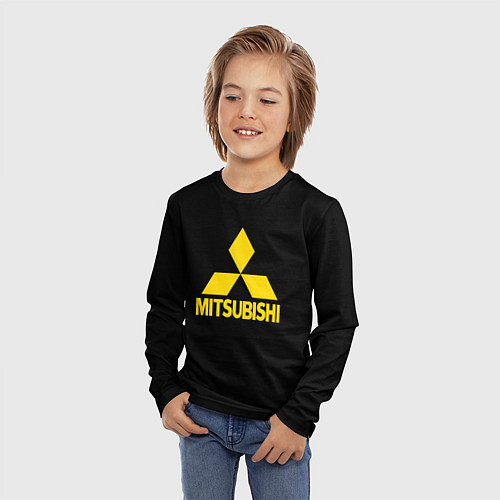 Детский лонгслив Mitsubishi logo yelow / 3D-принт – фото 3