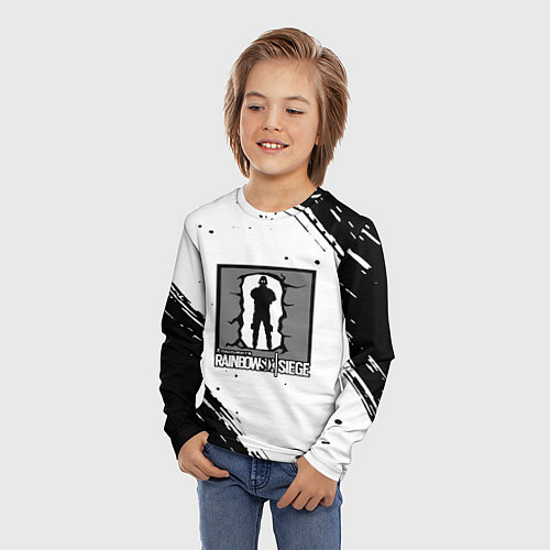 Детский лонгслив Rainbow six текстура лого шутер / 3D-принт – фото 3
