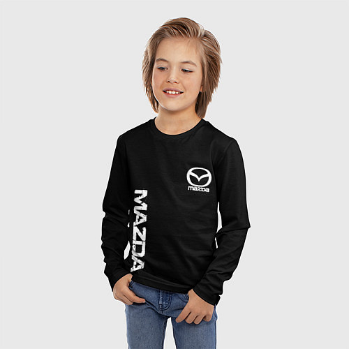 Детский лонгслив Mazda white logo / 3D-принт – фото 3