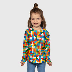 Лонгслив детский Разноцветные квадратные плитки, цвет: 3D-принт — фото 2