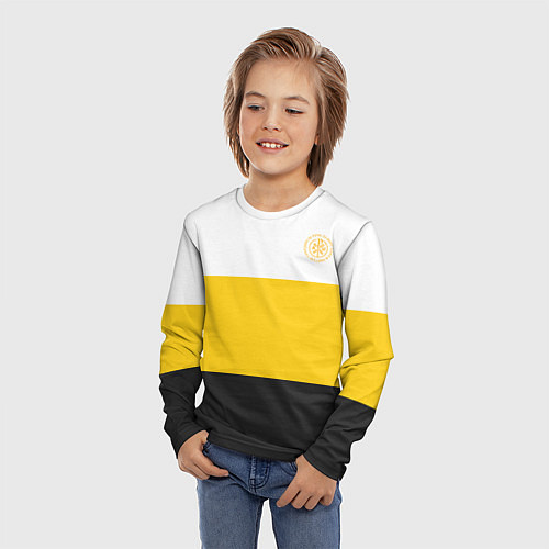 Детский лонгслив За веру царя и святую триединую Русь КЦК желтый / 3D-принт – фото 3