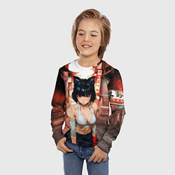 Лонгслив детский Бойцовская девушка-кошка, цвет: 3D-принт — фото 2