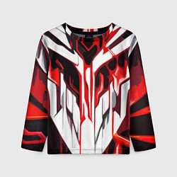 Лонгслив детский Хаотичная красно-белая абстракция на чёрном фоне, цвет: 3D-принт