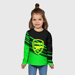 Лонгслив детский Arsenal geometry line green, цвет: 3D-принт — фото 2