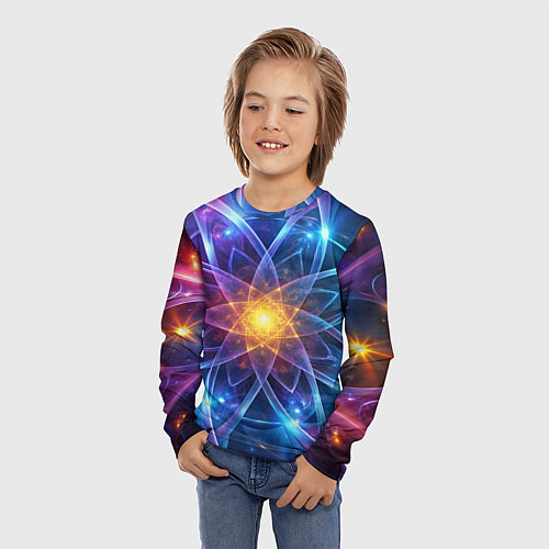 Детский лонгслив Космический закрученный узор-лотос: энергия вселен / 3D-принт – фото 3