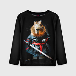 Лонгслив детский Капибара ниндзя с катаной, цвет: 3D-принт