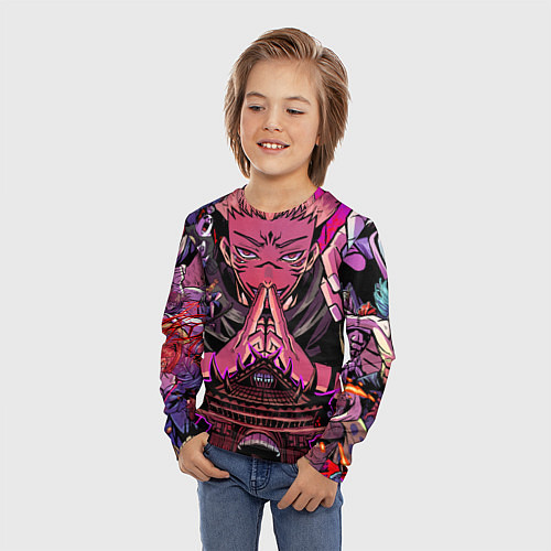 Детский лонгслив Магическая битва Сукуна расширение территории / 3D-принт – фото 3