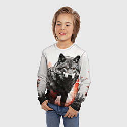 Лонгслив детский Одинокий волк среди леса, цвет: 3D-принт — фото 2