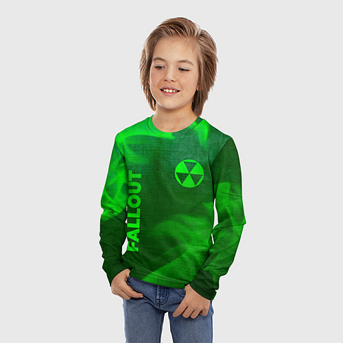 Детский лонгслив Fallout - green gradient вертикально / 3D-принт – фото 3