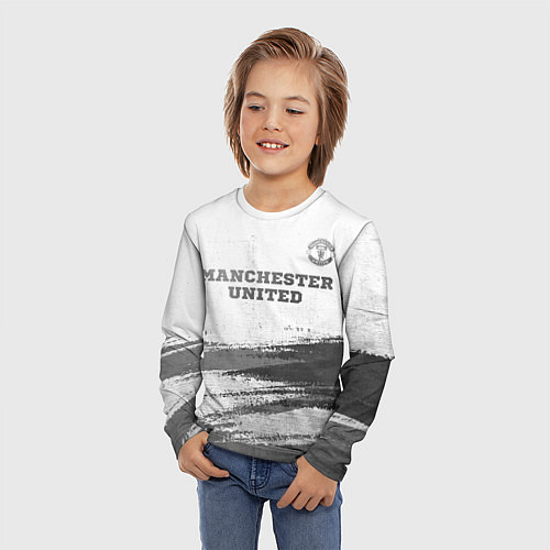 Детский лонгслив Manchester United - white gradient посередине / 3D-принт – фото 3