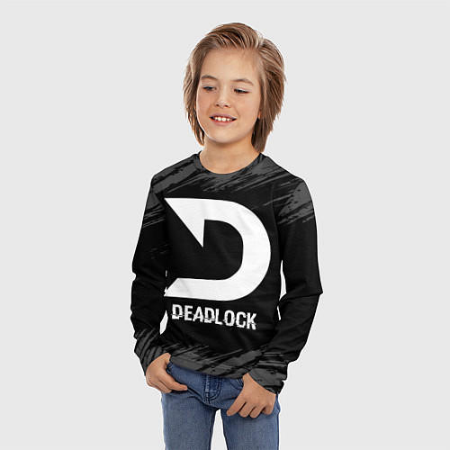 Детский лонгслив Deadlock glitch на темном фоне / 3D-принт – фото 3