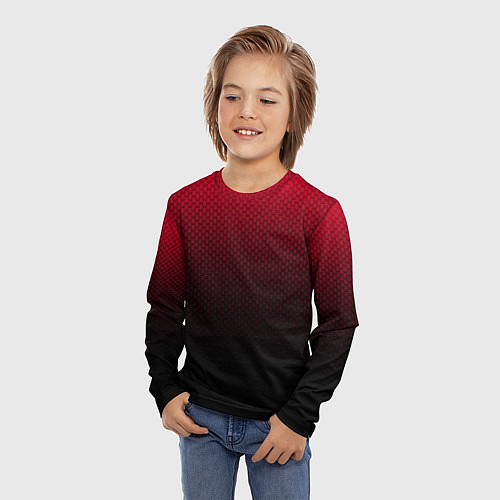 Детский лонгслив Градиент красно-чёрный текстурированный / 3D-принт – фото 3