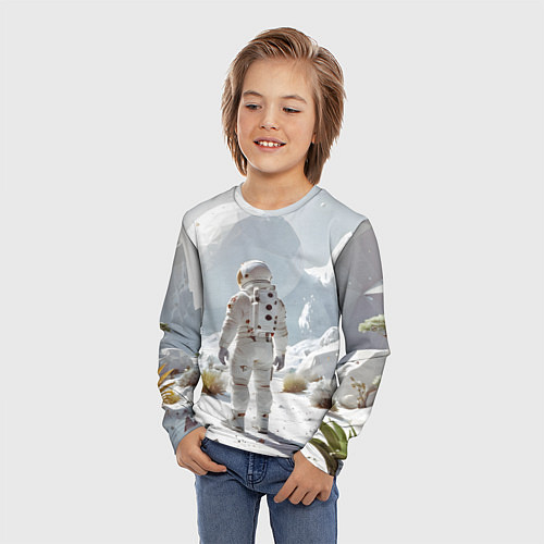 Детский лонгслив Астронавт на белой планете / 3D-принт – фото 3