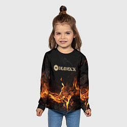 Лонгслив детский Deadlock logo на фоне огня, цвет: 3D-принт — фото 2