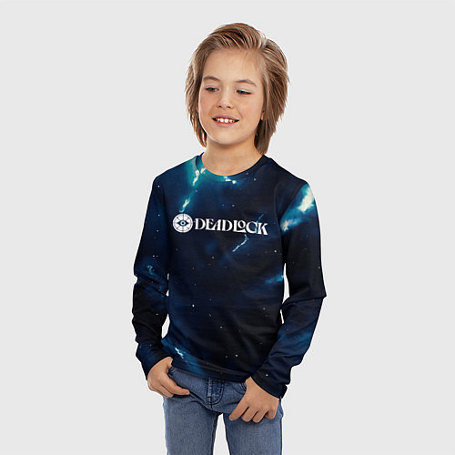 Детский лонгслив Deadlock logo синие молнии / 3D-принт – фото 3