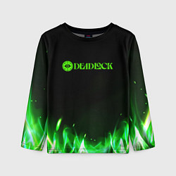 Лонгслив детский Deadlock logo зеленый огонь, цвет: 3D-принт