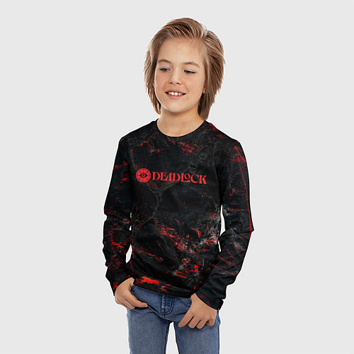 Детский лонгслив Deadlock logo red texture / 3D-принт – фото 3