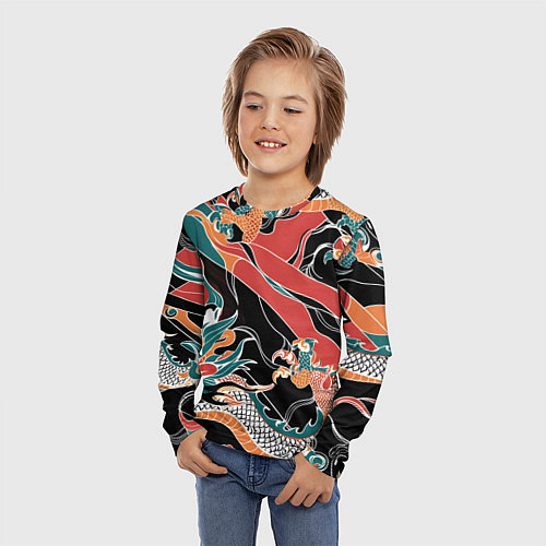 Детский лонгслив Дракон контрасты / 3D-принт – фото 3