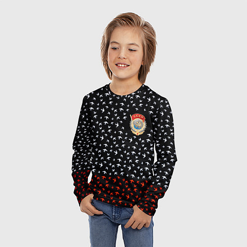 Детский лонгслив Герб РФ и ссср ласточки / 3D-принт – фото 3