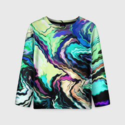 Лонгслив детский Абстракция смесь красок сине-зелёный, цвет: 3D-принт