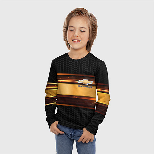 Детский лонгслив Chevrolet auto abstract / 3D-принт – фото 3