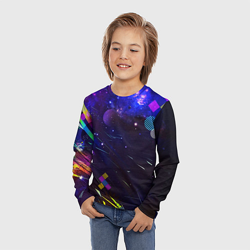 Детский лонгслив Космическая геометрия / 3D-принт – фото 3
