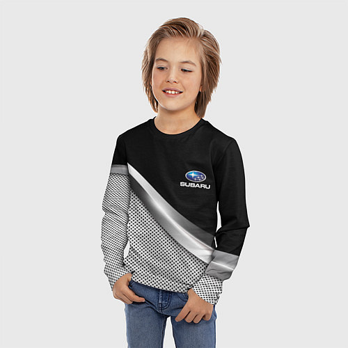 Детский лонгслив Subaru metal steel / 3D-принт – фото 3
