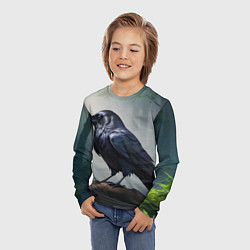 Лонгслив детский Черный ворон в лесу, цвет: 3D-принт — фото 2