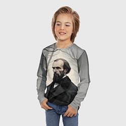 Лонгслив детский Достоевский зимняя аллея, цвет: 3D-принт — фото 2