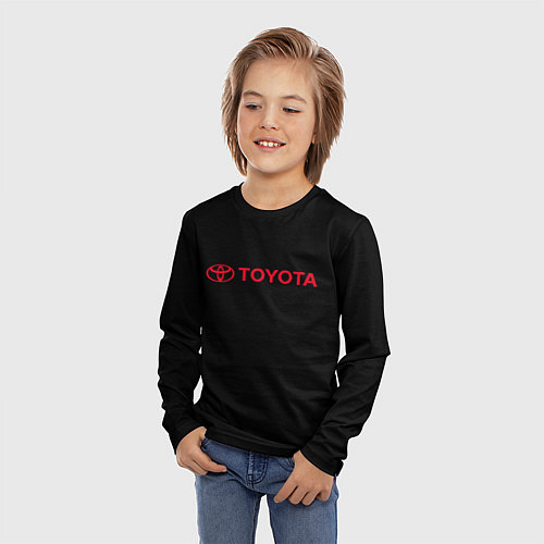 Детский лонгслив Toyota red logo auto / 3D-принт – фото 3