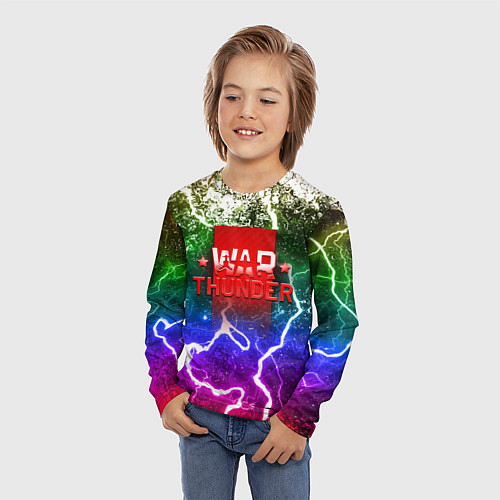 Детский лонгслив Wartunder неоновые брызги красок / 3D-принт – фото 3