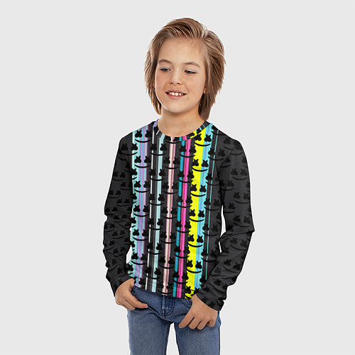 Детский лонгслив Marshmello dj pattern line / 3D-принт – фото 3