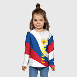 Лонгслив детский Флаг России, паттерн, цвет: 3D-принт — фото 2