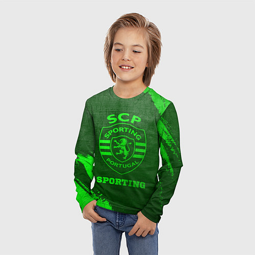 Детский лонгслив Sporting - green gradient / 3D-принт – фото 3