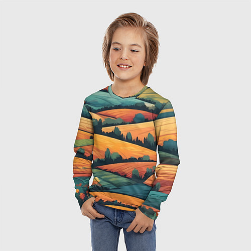 Детский лонгслив Поля луга / 3D-принт – фото 3