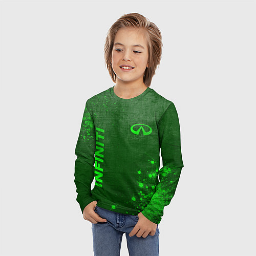 Детский лонгслив Infiniti - green gradient вертикально / 3D-принт – фото 3