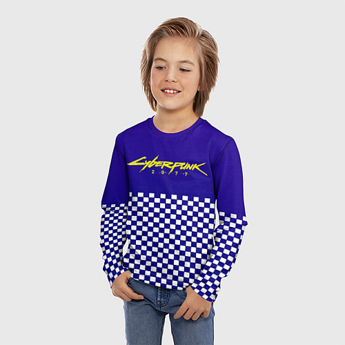 Детский лонгслив Cyberpunk 2077 клетка / 3D-принт – фото 3