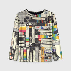 Лонгслив детский Видеокассеты vhs, цвет: 3D-принт