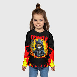 Лонгслив детский Кот теннисист, цвет: 3D-принт — фото 2