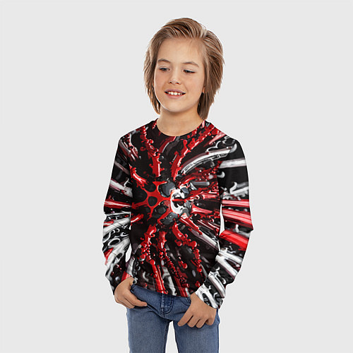 Детский лонгслив Красно-белая инфекция / 3D-принт – фото 3